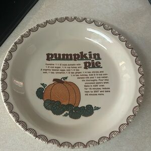 Mount Clemens Pottery Pumpkin Pie Plate with Recipe
